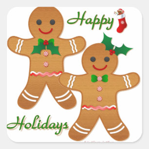 Sticker Carré Joyeux Gingerbread Homme Garçon Girl