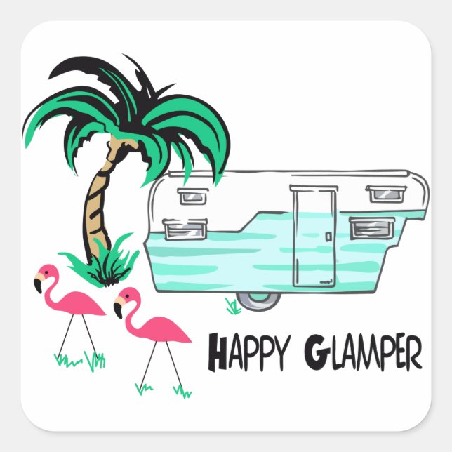 Sticker Carré Joyeux Glamper (Devant)