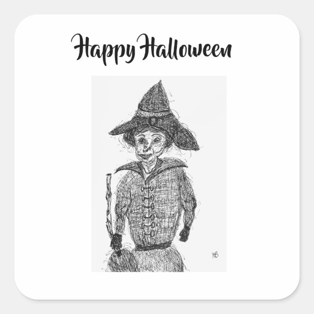 Sticker Carré Joyeux Halloween (Devant)