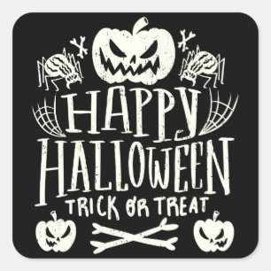 Sticker Carré Joyeux Halloween, Drôle de Saison Surnaturelle