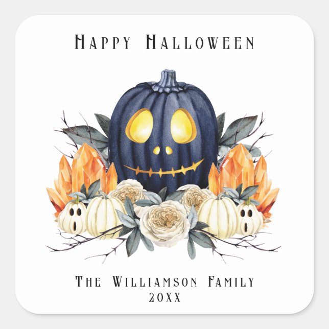 Sticker Carré Joyeux Halloween Éffrayant Samhain Citrouille cris (Devant)