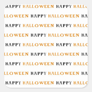 Sticker Carré Joyeux Halloween Orange Black Writing Party