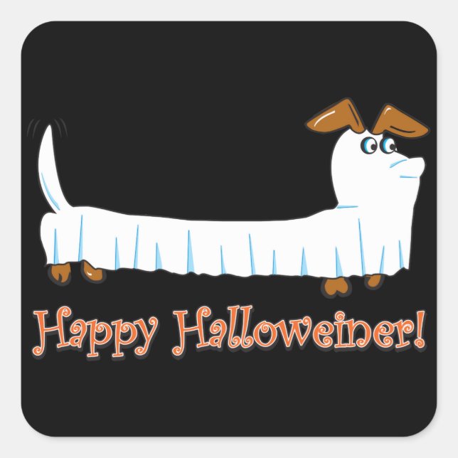 Sticker Carré Joyeux Halloweiner Dachshund (Devant)