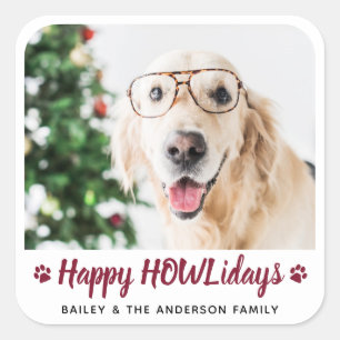 Sticker Carré Joyeux HOWLidays Amoureux des chiens Photo animal 