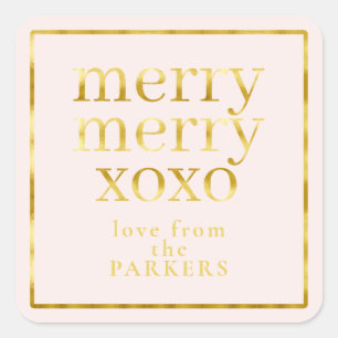 Sticker Carré Joyeux Jeu d'or rose XOXO ID1009