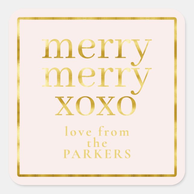 Sticker Carré Joyeux Jeu d'or rose XOXO ID1009 (Devant)