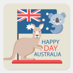 Sticker Carré Joyeux Jour Australie