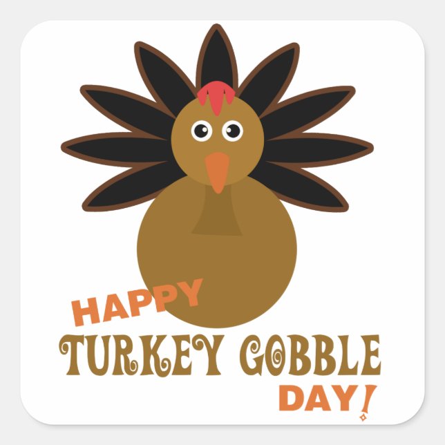 Sticker Carré Joyeux Jour de la grogne turque Thanksgiving (Devant)