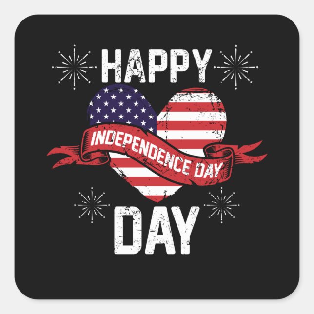 Sticker Carré Joyeux Jour de l'Indépendance (Devant)