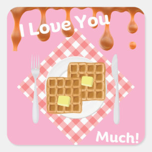 Sticker Carré Joyeux Jour des Valentines Je t'aime beaucoup gauf