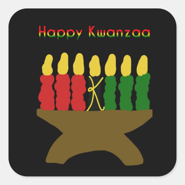 Sticker Carré Joyeux Kwanzaa Kinara (Devant)