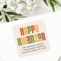 Joyeux Kwanzaa texte rouge vert jaune adresse de r