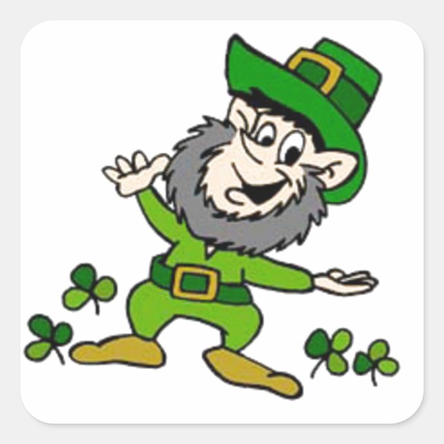 Sticker Carré Joyeux Leprechaun (Devant)