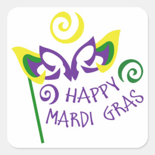 Sticker Carré Joyeux Mardi Gras