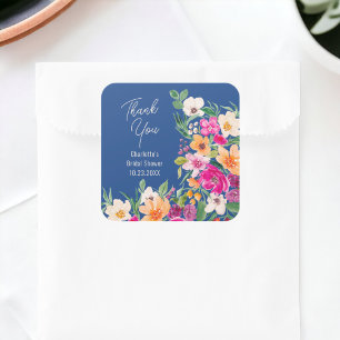 Sticker Carré Joyeux mariage avec des fleurs sauvages brillantes