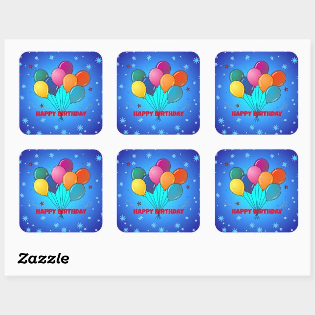 Sticker Carré Joyeux MODÈLE d'anniversaire (Feuille)