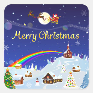 Sticker Carré Joyeux Noël à la Pleine lune