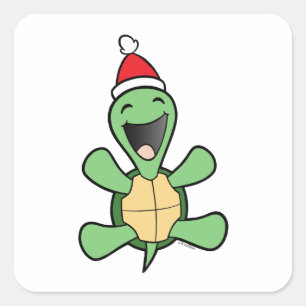 Sticker Carré Joyeux Noël à la tortue