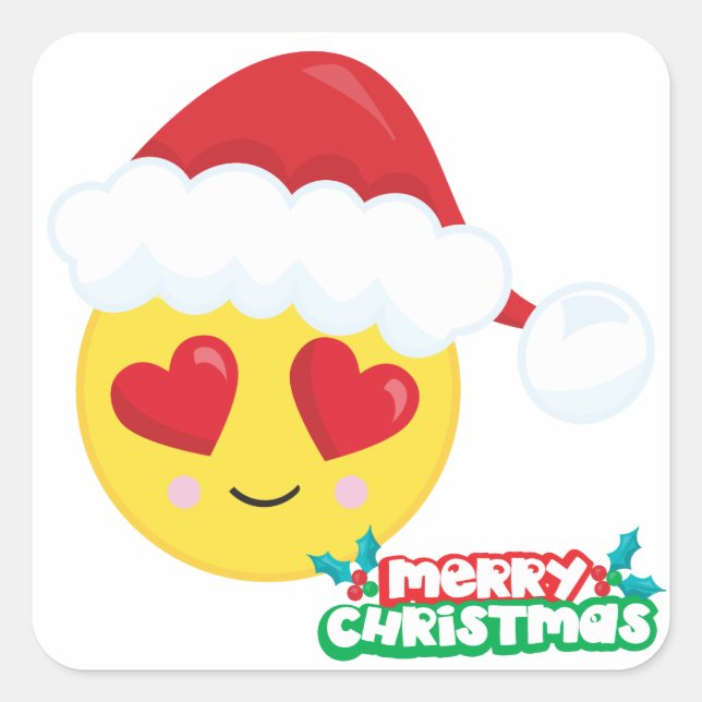 Sticker Carré Joyeux Noël Amour Emoji (Devant)
