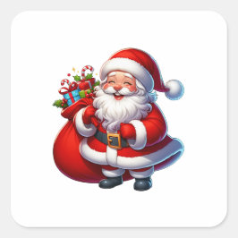 Sticker Carré Joyeux Noël au Père Noël