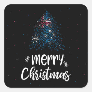 Sticker Carré Joyeux Noël avec drapeau australien