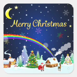 Sticker Carré Joyeux Noël avec le croissant de lune
