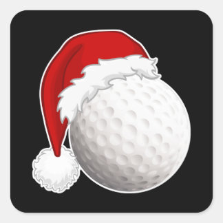 Sticker Carré Joyeux Noël cool Joueurs de golf Xmas