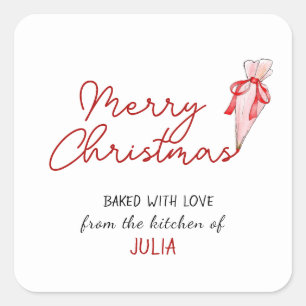 Sticker Carré Joyeux Noël cuit avec des vacances d'amour