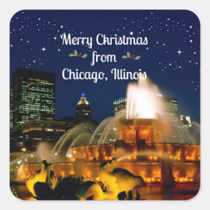 Sticker Carré Joyeux Noël de Chicago,