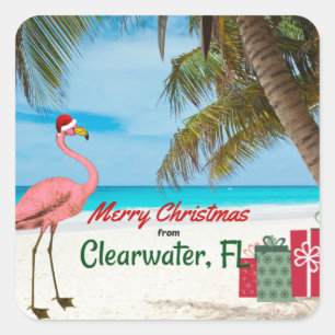 Sticker Carré Joyeux Noël de Clearwater, FL