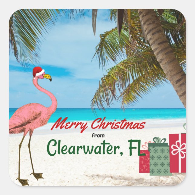 Sticker Carré Joyeux Noël de Clearwater, FL (Devant)