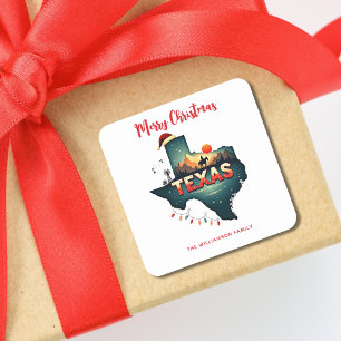 Sticker Carré Joyeux Noël de l'état du Texas