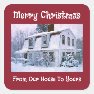 STICKER CARRÉ JOYEUX NOËL DE NOTRE MAISON À LA VÔTRE
