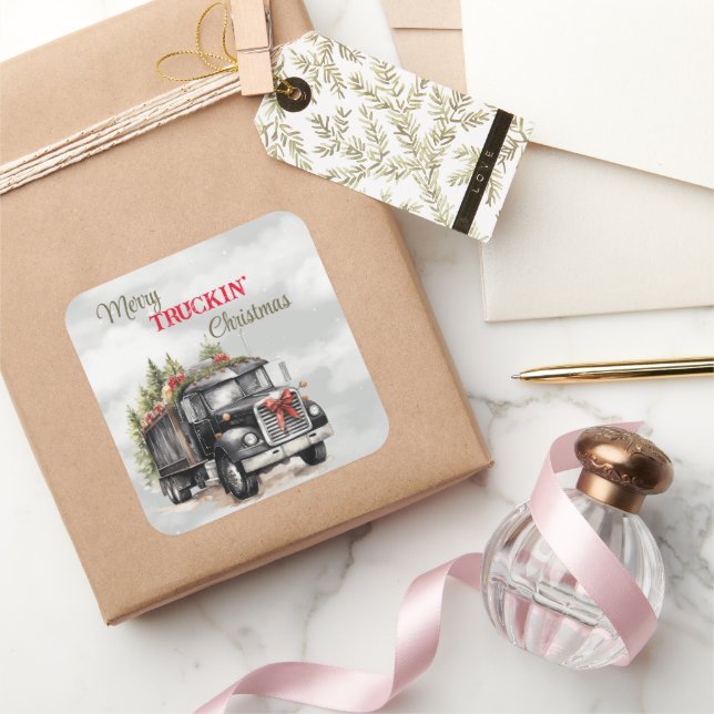 Sticker Carré Joyeux Noël de Truckin (Cadeaux)