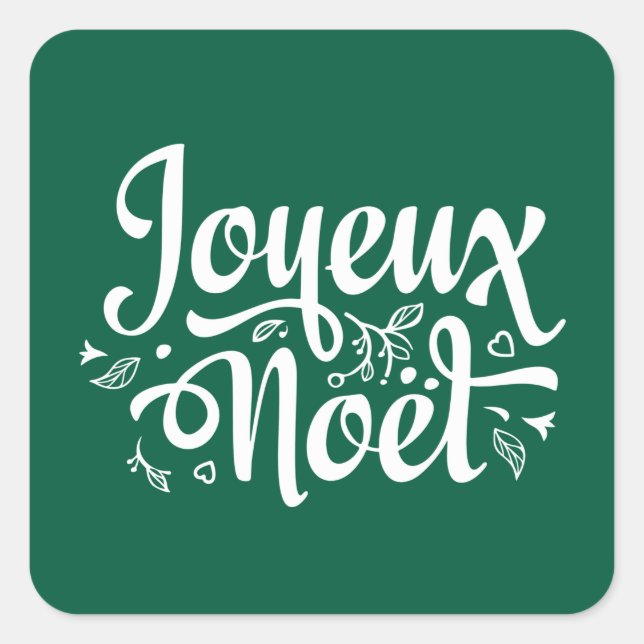 Sticker Carré Joyeux Noel Elégant Rouge Noël Français (Devant)