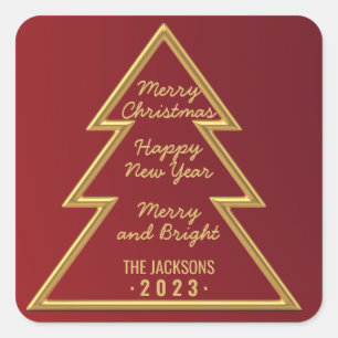 Sticker Carré Joyeux Noël et Bonne année