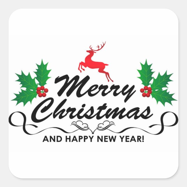 Sticker Carré Joyeux Noël et bonne année (Devant)