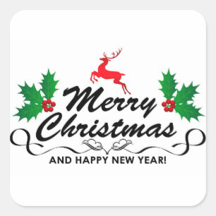Sticker Carré Joyeux Noël et bonne année