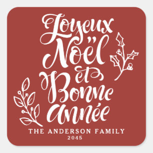 Sticker Carré Joyeux Noël et Bonne Année