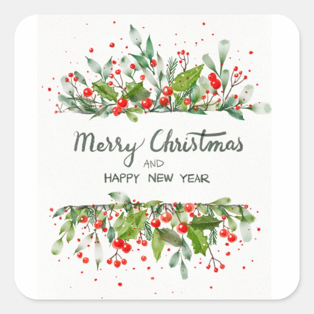 STICKER CARRÉ JOYEUX NOËL ET BONNE ANNÉE (Devant)