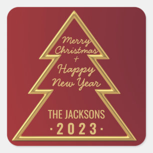 Sticker Carré Joyeux Noël et Bonne année
