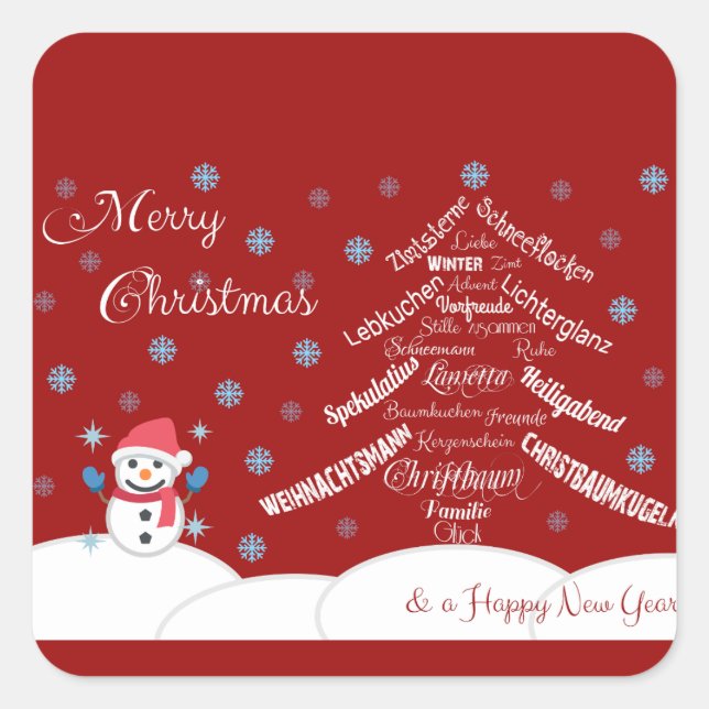 Sticker Carré Joyeux Noël et une bonne année ! (Devant)