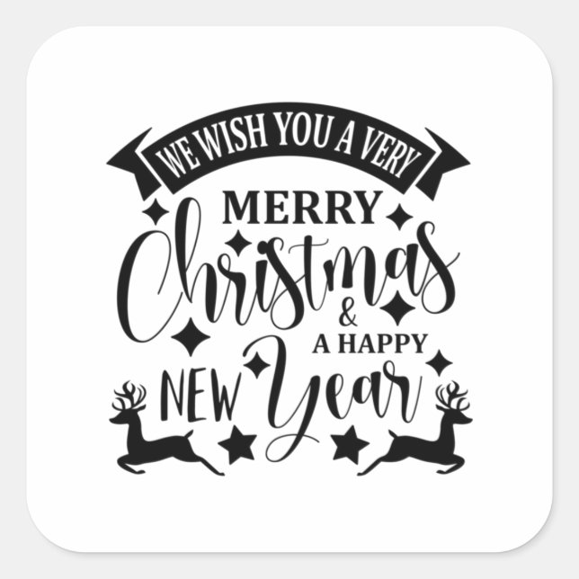 Sticker Carré Joyeux Noël et une bonne année (Devant)