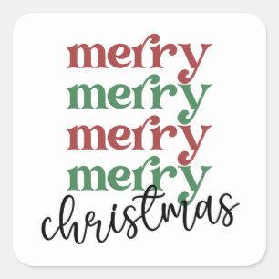 Sticker Carré Joyeux Noël Famille Noël Fête Cadeaux