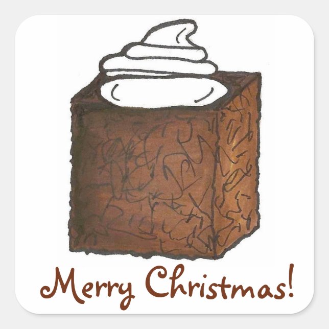 Sticker Carré Joyeux Noël Gingerpain de gâteau Slice Dessert (Devant)