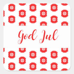 Sticker Carré Joyeux Noël God Jul modèle scandinave cadeau