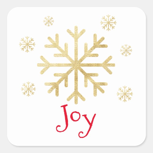 Sticker Carré Joyeux Noël Gold Snowflake (Devant)