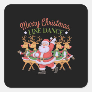 Sticker Carré Joyeux Noël Ligne Danse Célébrer la saison