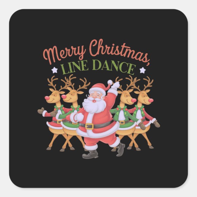 Sticker Carré Joyeux Noël Ligne Danse Célébrer la saison (Devant)