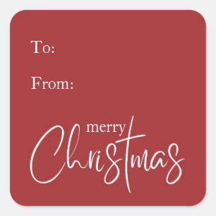 Sticker Carré Joyeux Noël moderne Red Holiday Cadeau